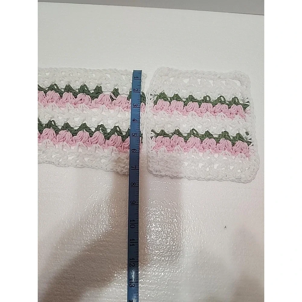 Dishcloths Set of 2‎ Tulips 100% Cotton Handmade